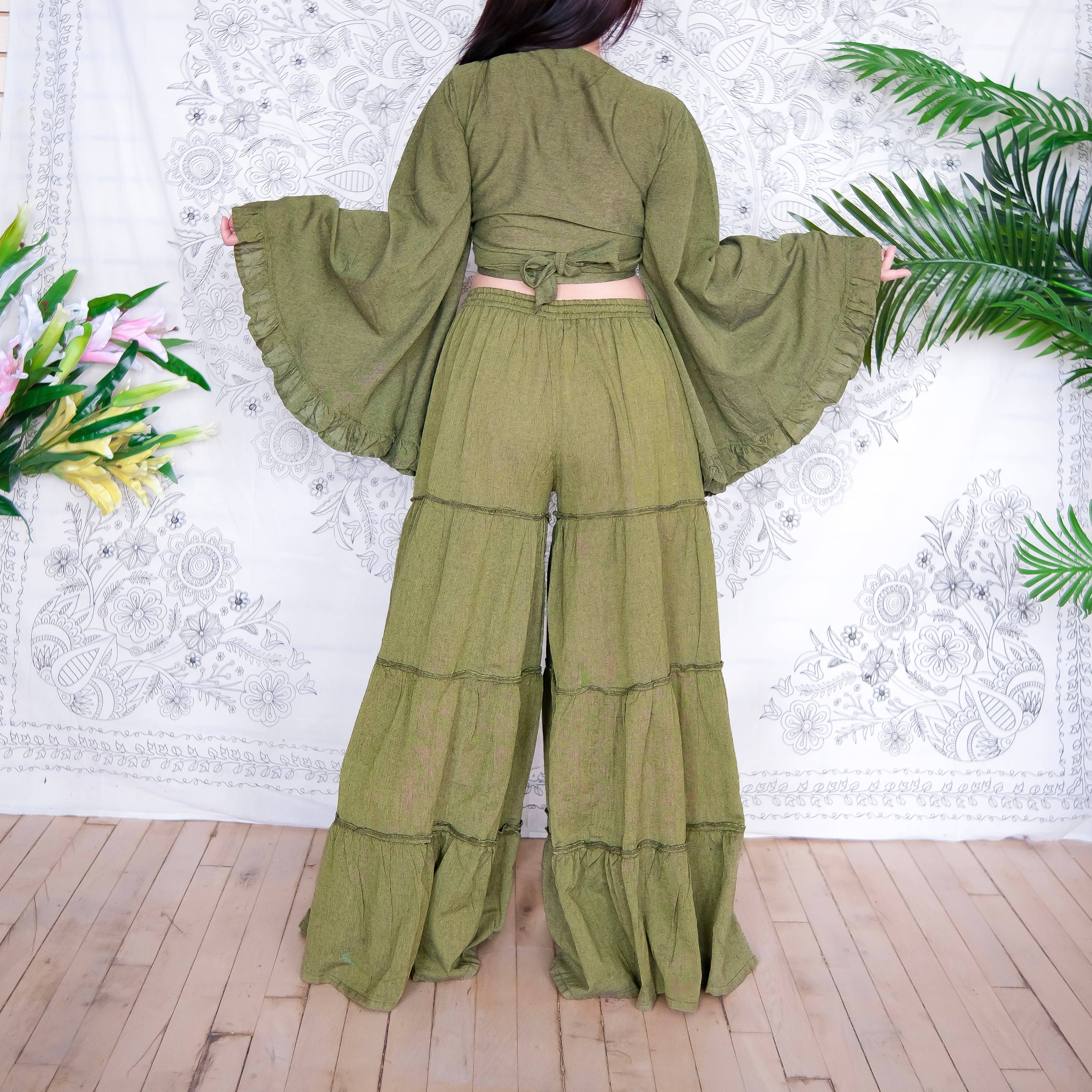 Karma Nepal Crafts - Wholesale Top & Pant Set (NOT Loungewear) - Women's - Cotton Flowy Tiered Pant with Ruffle Sleeve Set10