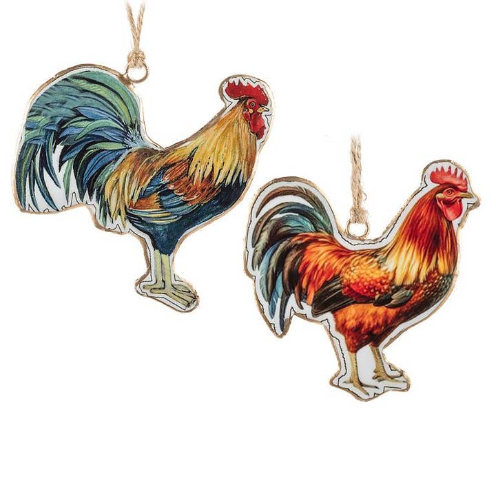 Abbott - Wholesale Ornament Set - Rooster Ornament-2 Assorted-4"H