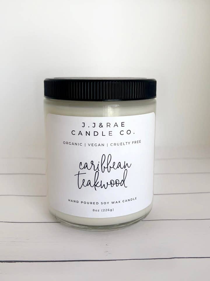 Bougie en cire de soja 8 oz pour la vente par jj & rae candle co