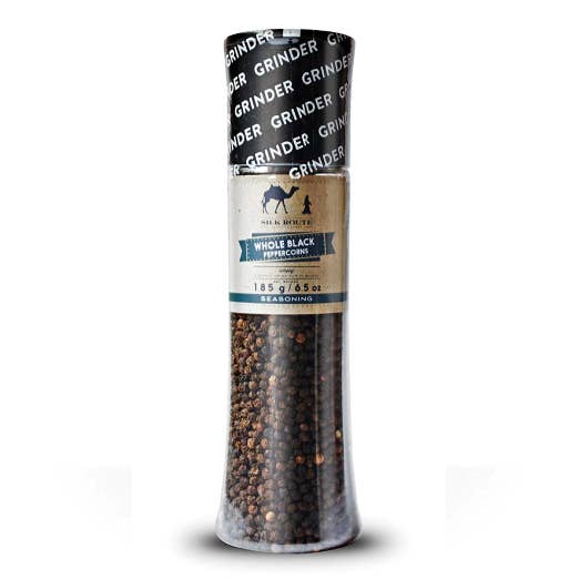 Whole Black Pepper Grinder - 185g Peppercorns for wholesale by Silk Route Spice Company