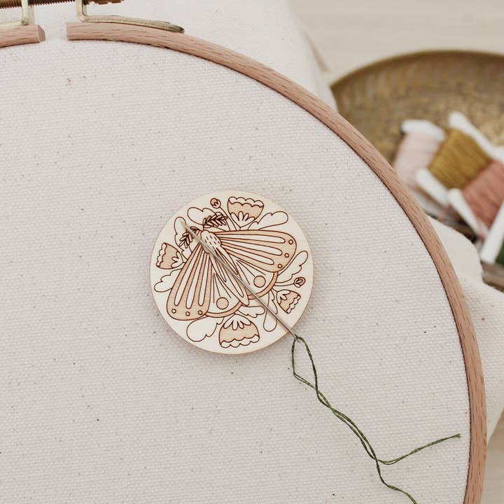 Wood Moth Needle Minder, Nature Themed Sewer's Gift for wholesale by oh, little wren