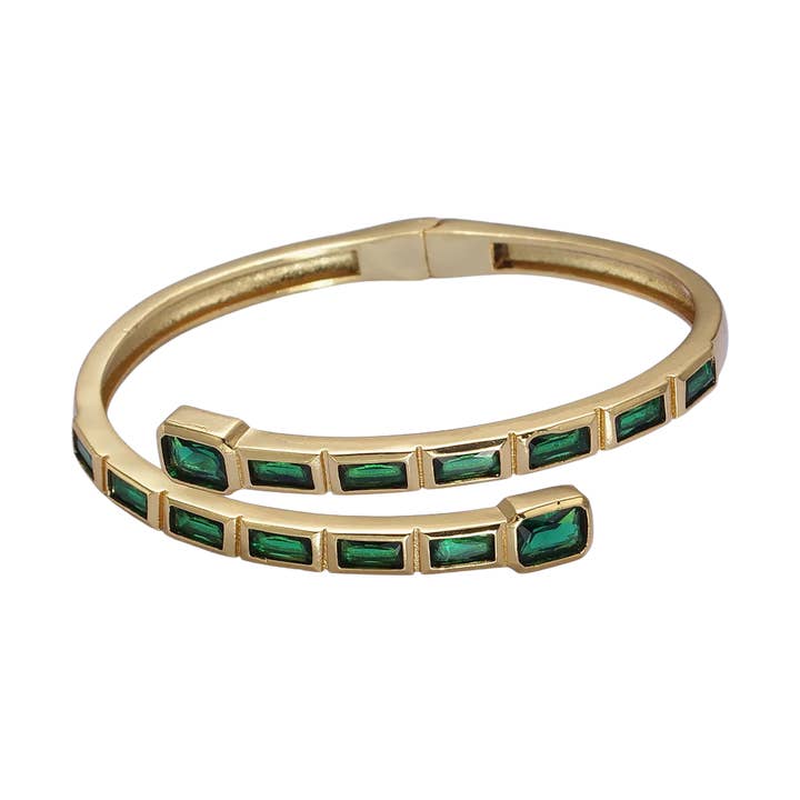 Bracelet Manchette Baguette CZ Coloré Bracelet Ouvert Empilable Bijoux ✦D BR-21WA1687 BR-21WA1689 BR-21WA1691 pour la vente par Simply Jewels