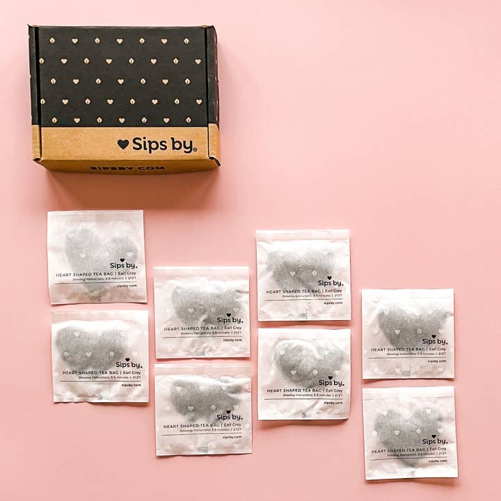 Sachets de thé Earl Grey en forme de cœur pour la vente par Sips by
