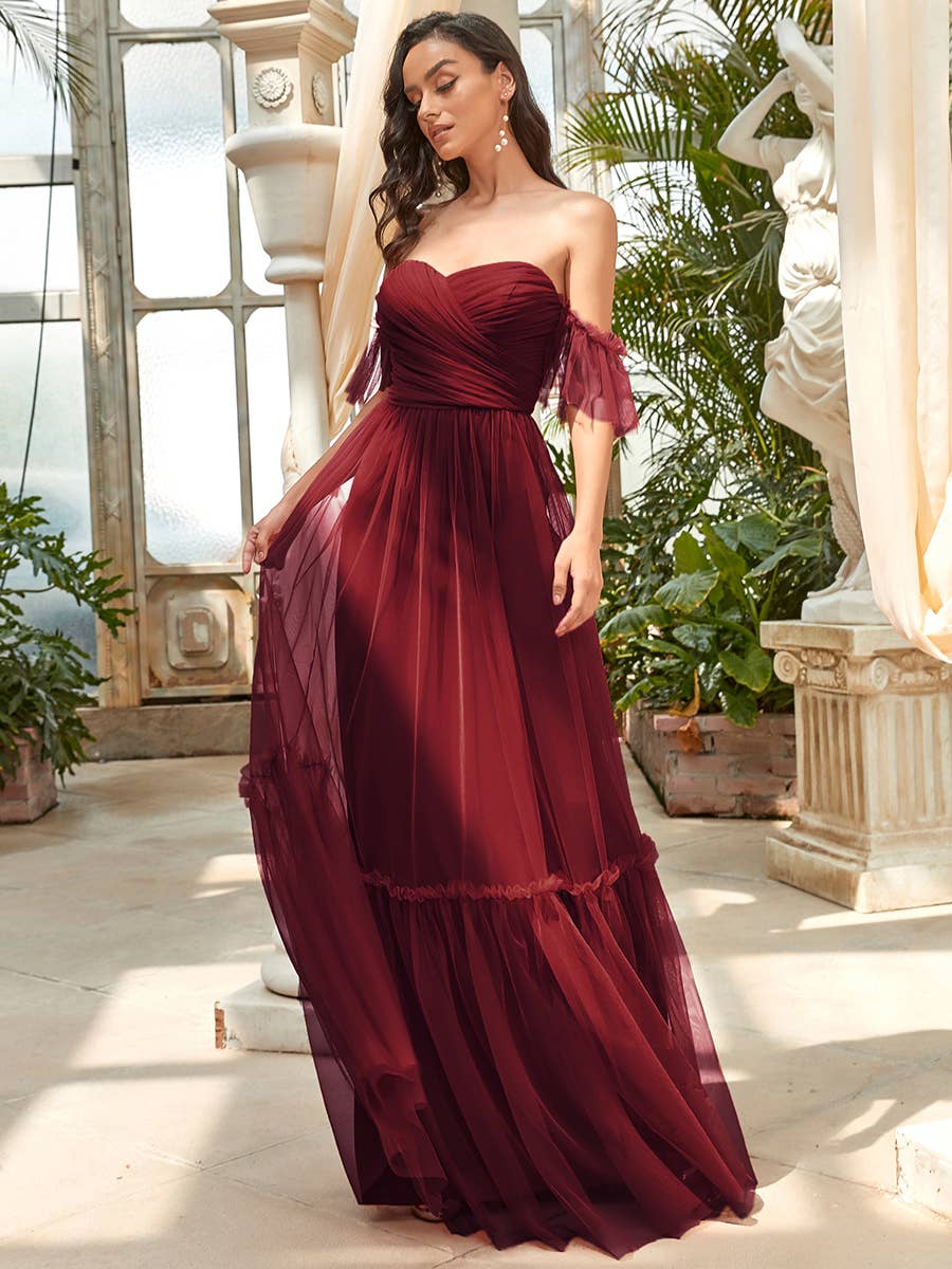 Ever-Pretty - Wholesale Gown - Women's - Strapless A Line Ruffles Sleeves Evening Dress1