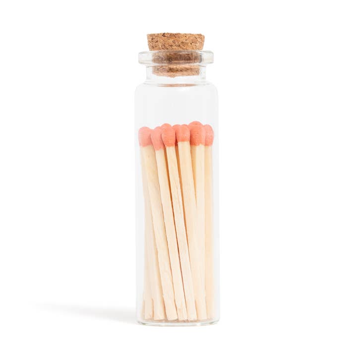 Coral Peach Matches in Small Corked Vial for wholesale by Enlighten the Occasion
