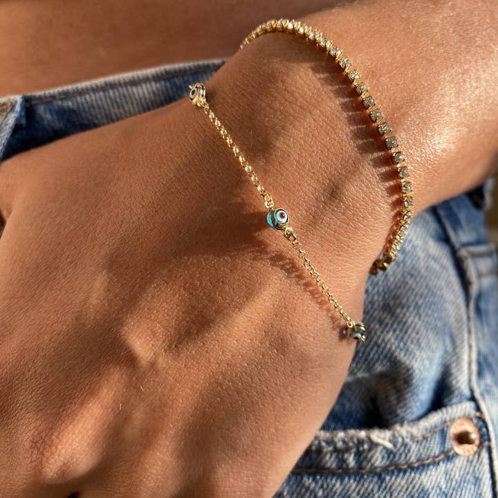 Bracelet Evil Eye 14 carats pour la vente par Kimiya Designs