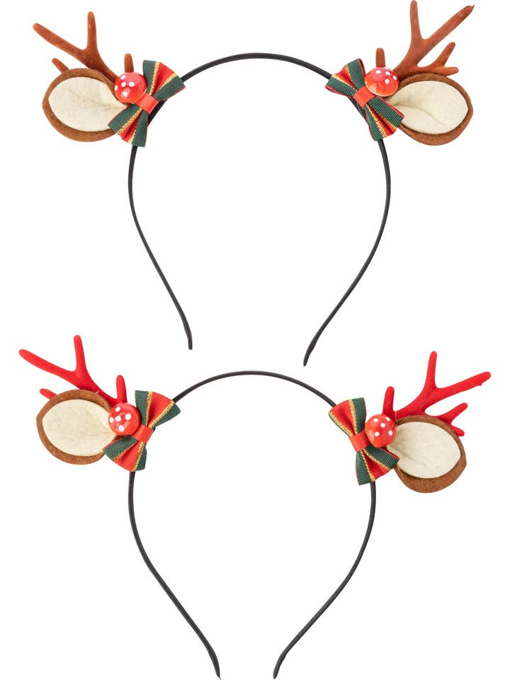 Silver Tree Home & Holiday - Wholesale Fashion Headband - Unisex - A29560: 2 Asst reindeer antler headbands,7.5in