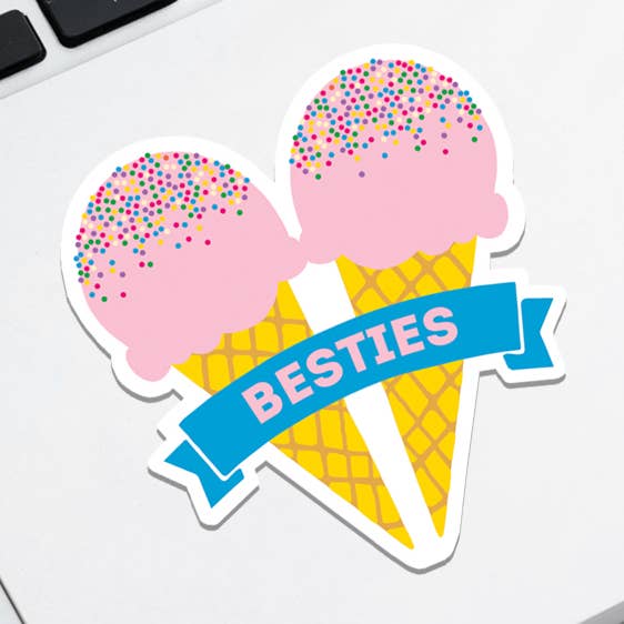 Besties Ice Cream Cones Vinyl Sticker for wholesale by Rock Scissor Paper