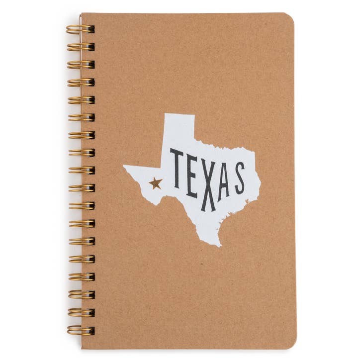 6" x 9.5" Kraft Cover Spiral Notebook - Texas for wholesale by Core Home