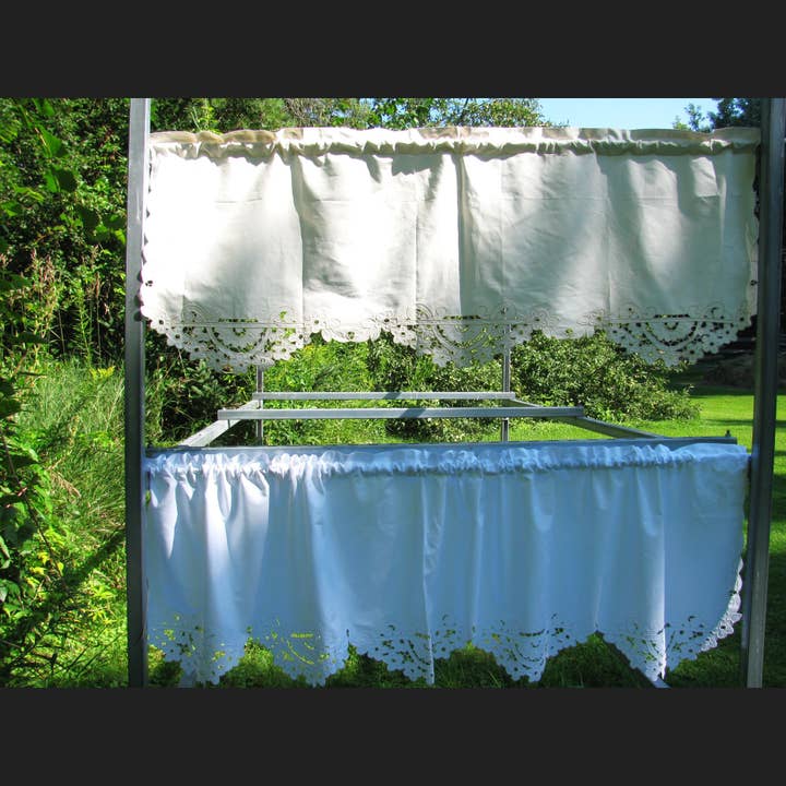 Cutwork Valance Moondrop Flowers & Braided Lace Embroidery for wholesale by Eastern Sunrise Lace And Linens Inc.