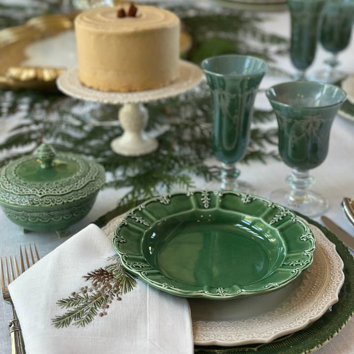Arte Italica & Crown Linen Designs - Wholesale Bowl - Renaissance Italian Green Pasta Bowl - New