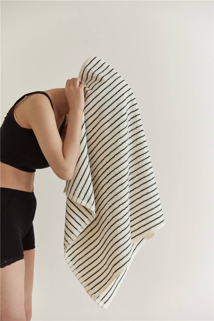 INSPECIAL HOME - Wholesale Bath Towel - Retro Style 100% Cotton Soft Absorbent Striped Bath Towel3