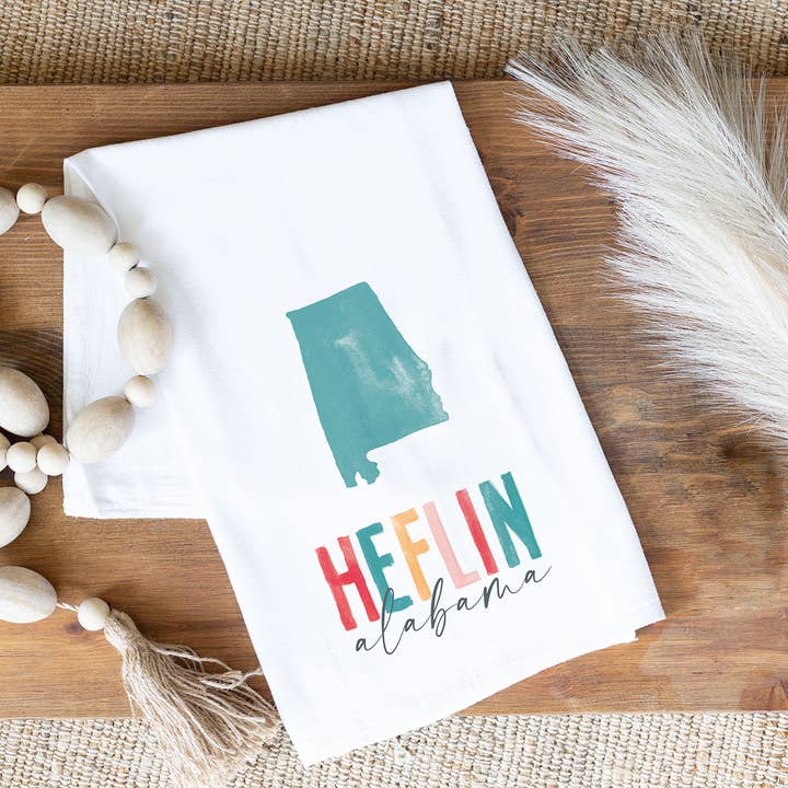 Custom State Gift Products, Tea Towel, City State and Town for wholesale by Clairmont & Co