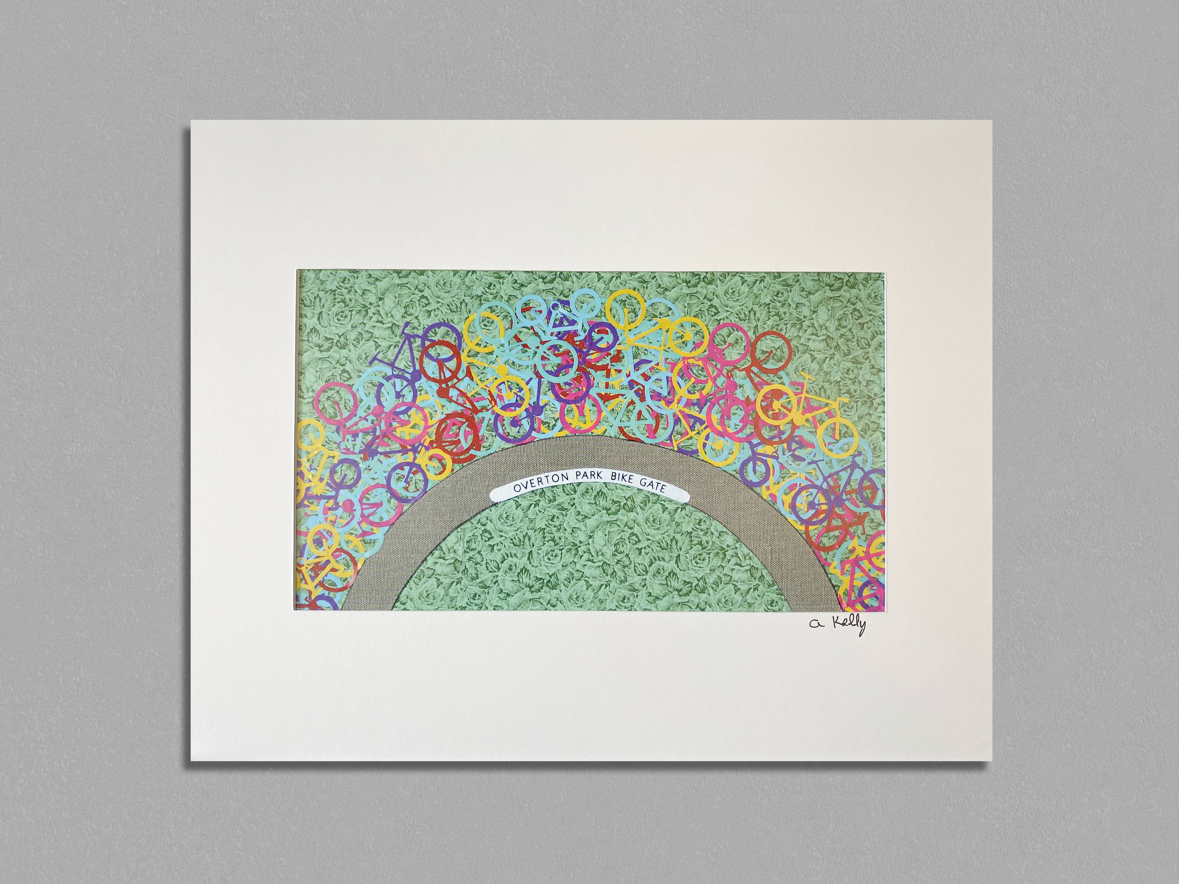 AnnaMade Designs - Wholesale Art Print - Bike Gate (green) matted print 11x14 0