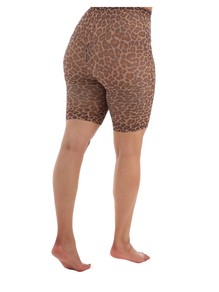 Nude Small Leopard Printed Curvy Anti Chafing Shorts for wholesale on Faire3