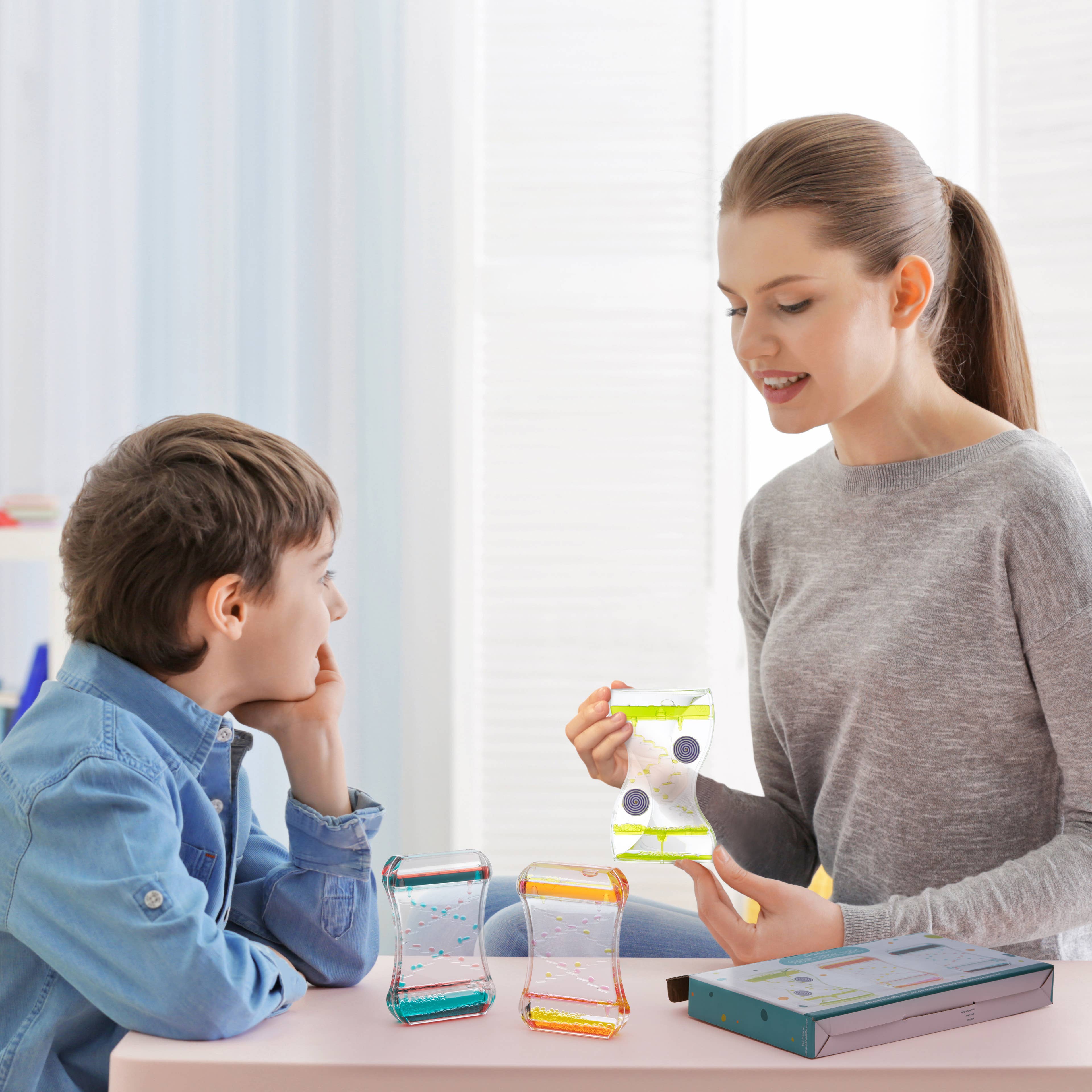 The Twiddlers - Wholesale Fidget Toy - Kids - Liquid Anti Gravity Motion Timers - Pack of 3, Calming,4