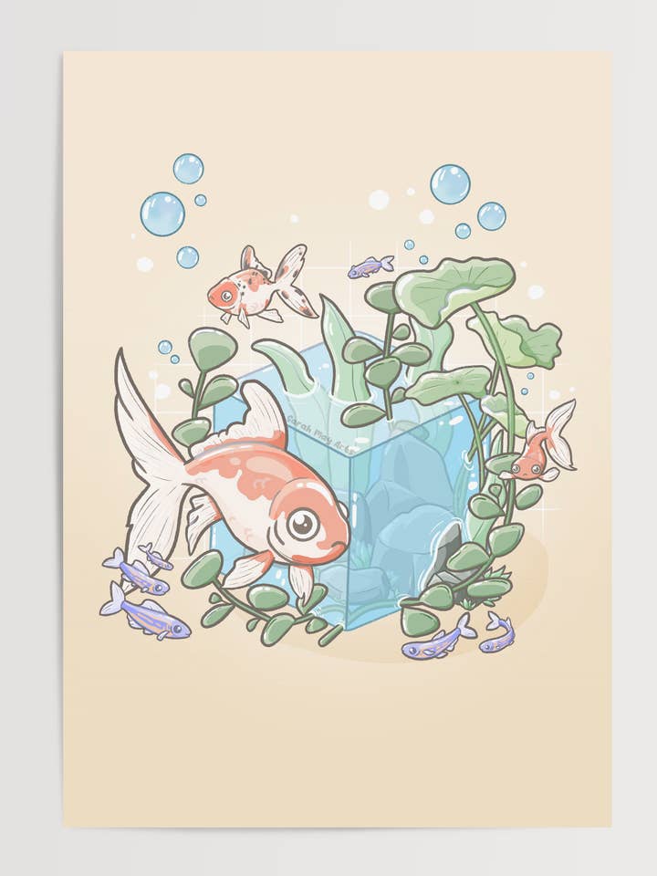 Goldfish Print | Arte Floral Aquática por atacado de Sarah May Arts
