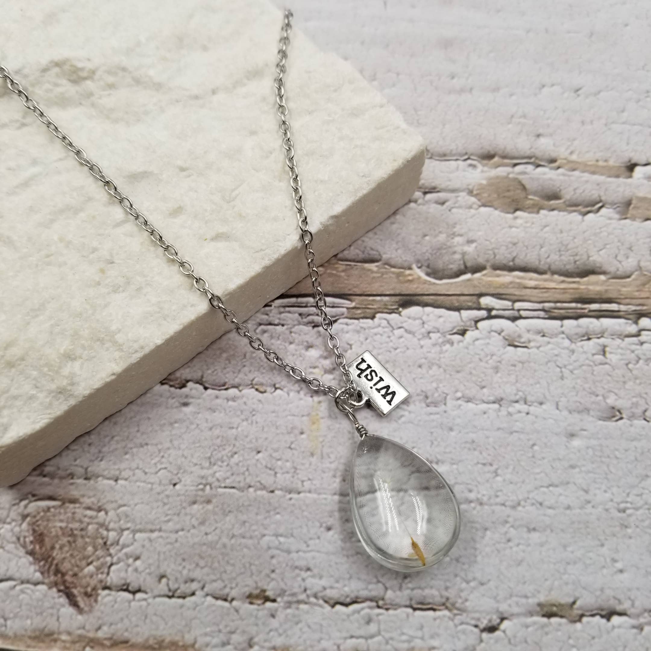 Treasure Wholesale - Wholesale Pendant/Charm Necklace - Dandelion Wishing Crystal Necklace2