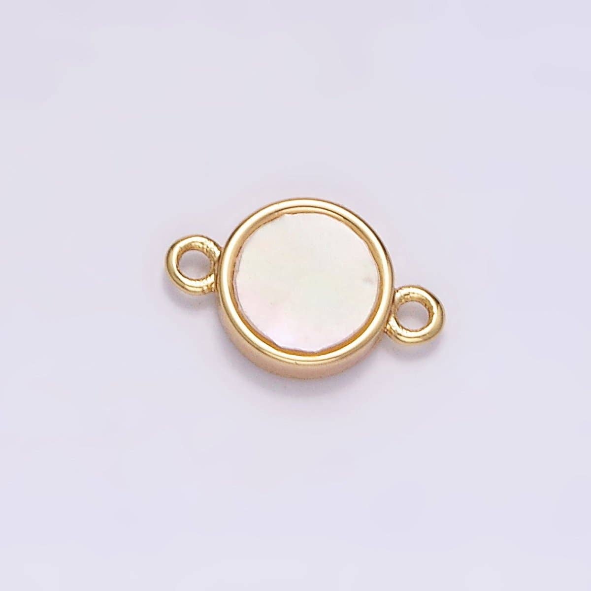 Aim Eternal - Wholesale Individual Charm/Pendant - Gold Filled 6mm Shell Pearl Round Mini Minimalist Bezel Connector G-6970