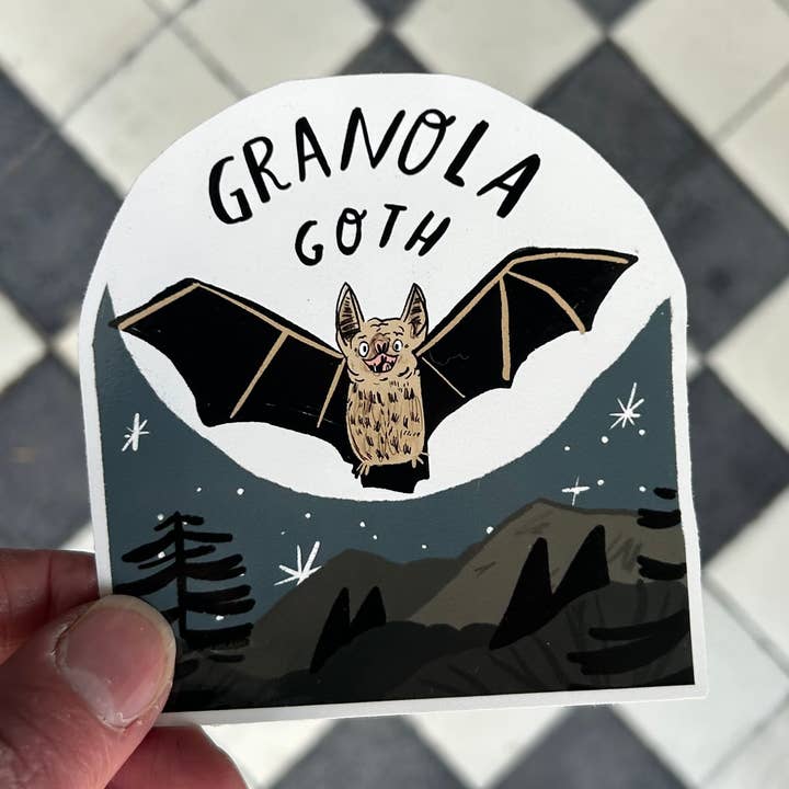 Granola goth sticker for wholesale by Dick Vincent Illustrations