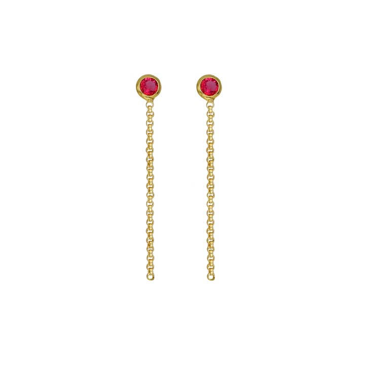 Long earrings Lis crystal circle in Gold-plated Silver for wholesale by Victoria Cruz