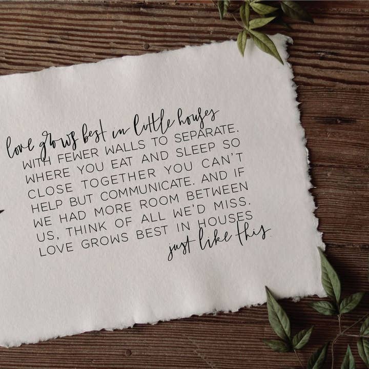 11x14 Handmade Paper Print- Love Grows Best in Little Houses for wholesale by Weathered Wood Home