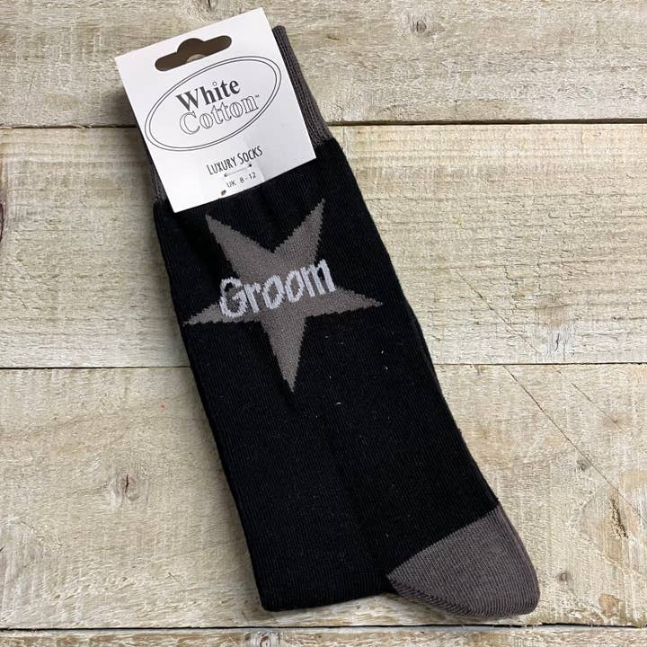 White Cotton Cards – wholesale Socks – Men's – 6 X Socks Uk 8-12 - Groom (SK50)