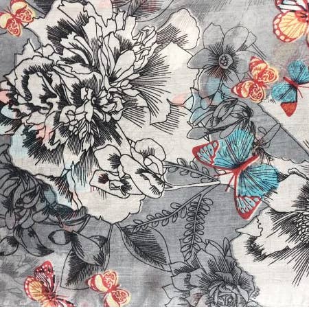 Rayz Intl - Wholesale Scarf - Women's - Gray Butterfly Silk Scarf