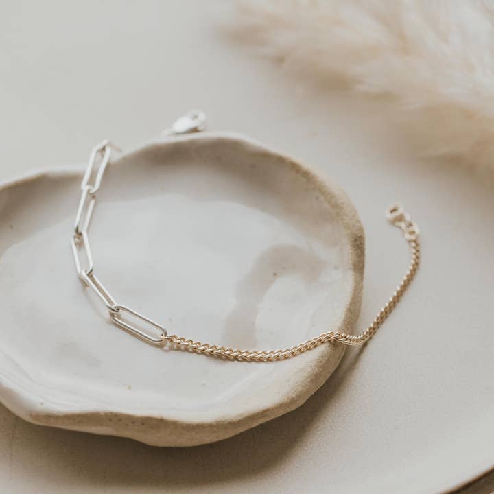 Hello Adorn - Wholesale Link & Chain Bracelet - Introvert Extrovert Bracelet | 14kt Gold Fill + Sterling Silver