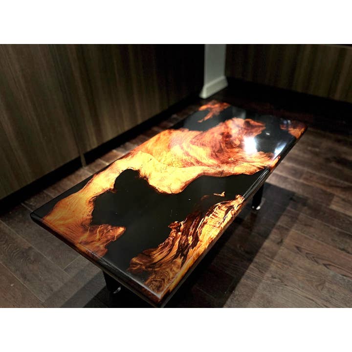 Live Edge Redwood Burl Coffee Table – Epoxy River Table for wholesale by DapperwoodSF