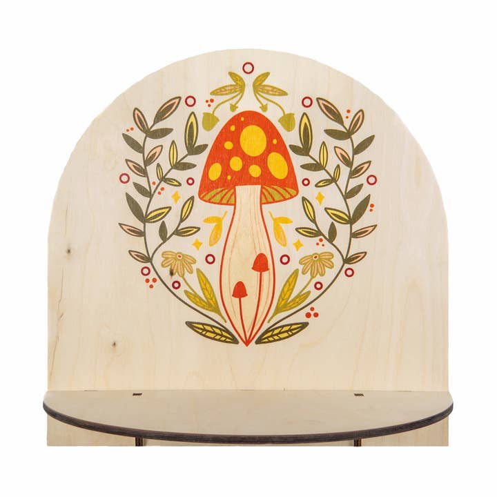 Wooden Arch shelf with Retro Mushroom for wholesale by Standish House