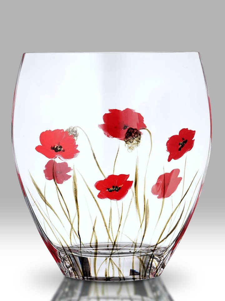 Poppy Fields - 21 cm Curved Vase for wholesale by Nobile Glassware Ltd.