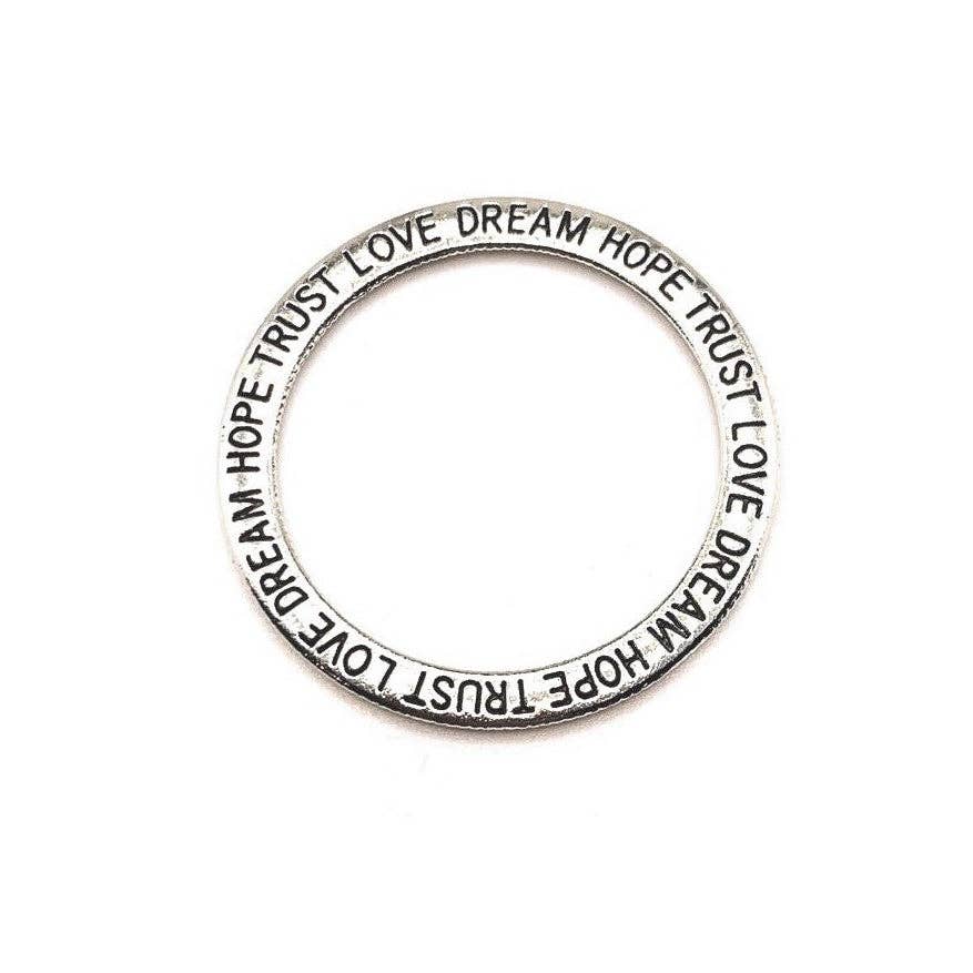 Guerrilla Charm - Wholesale Individual Charm/Pendant - Dream Hope Trust Love Affirmation Circle Connector Charms, 36x36mm