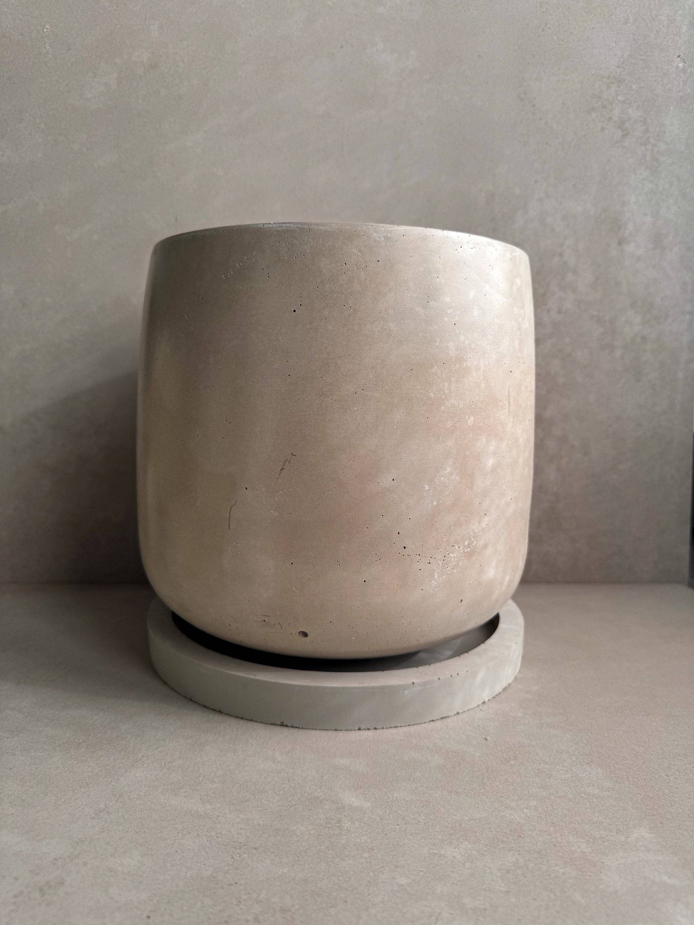 Minimal Loot Design - Vente Pot - Jardinière en béton avec soucoupe, grand pot de fleurs moderne, jardinière à bulles, pot en ciment décoratif, pot minimaliste avec drainage, grand pot nordique6