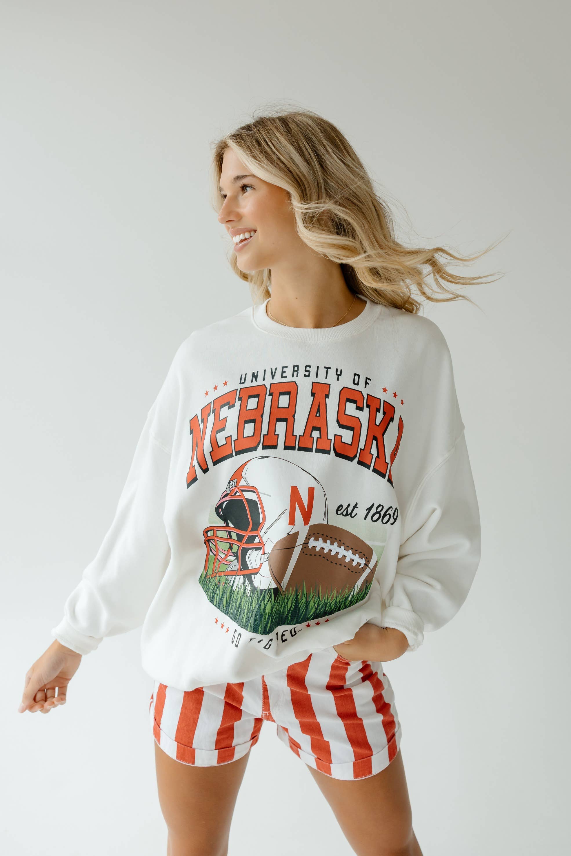 Gameday Social Apparel Co.® - Wholesale Graphic Sweatshirt - Women's - Nebraska Malone Multimedia OS Fleece Crew4