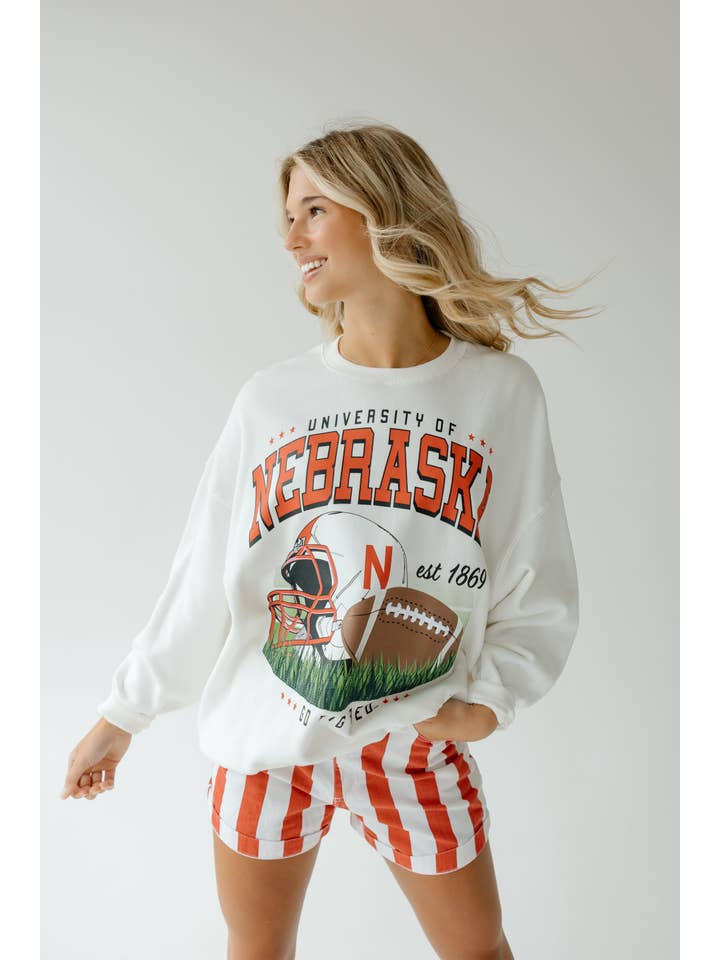 Gameday Social Apparel Co.® - Wholesale Graphic Sweatshirt - Women's - Nebraska Malone Multimedia OS Fleece Crew4