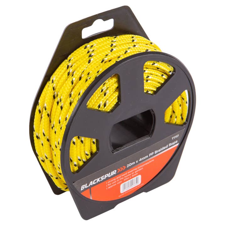 Rinkit Ltd – wholesale Garden tool – Yellow 20m Polypropylene Braided Rope on Reel - By Blackspur