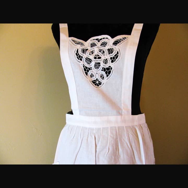 Eastern Sunrise Lace And Linens Inc. - Wholesale Apron - Bib Apron Cotton Simply Battenburg Lace Handmade