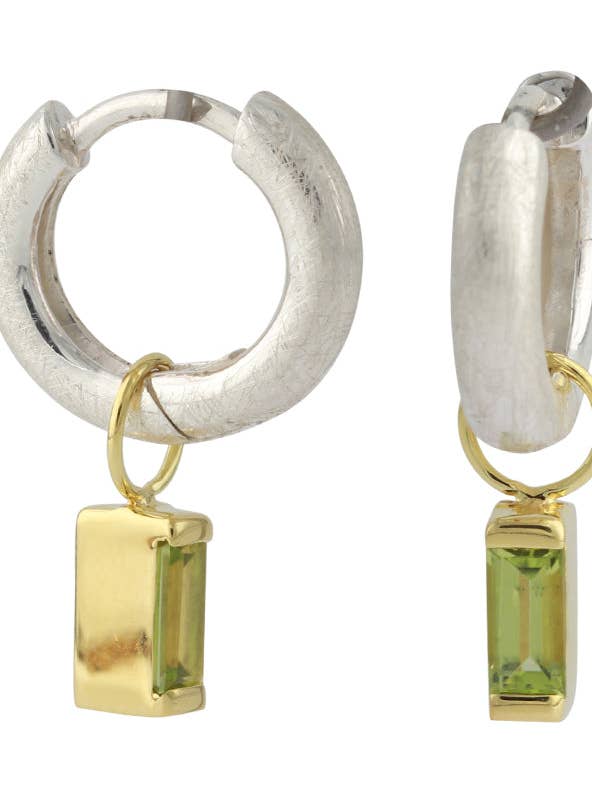 Orecchini a lobo in argento con peridoto 6x3mm, placcati in oro 18ct per la vendita all'ingrosso da parte di Campur GmbH