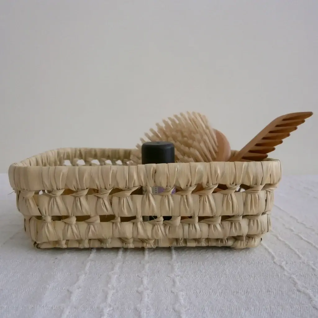 High crafty - Wholesale Decorative Tray - 🧺 Small Open Weave Tray – Handwoven Palm Leaf Storage Tray3
