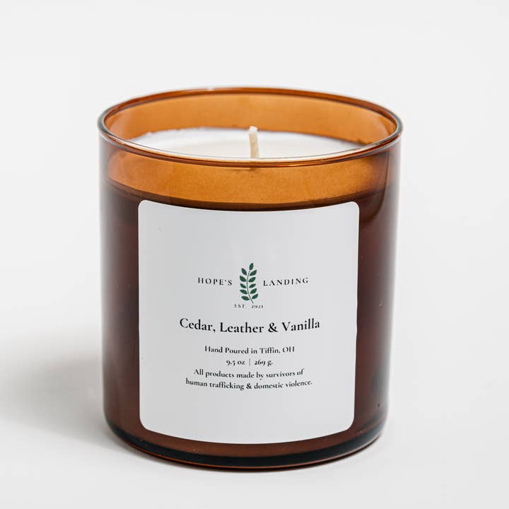 Hope's Landing - Wholesale Jar/Filled Candle - Cedar, Leather, and Vanilla Candle
