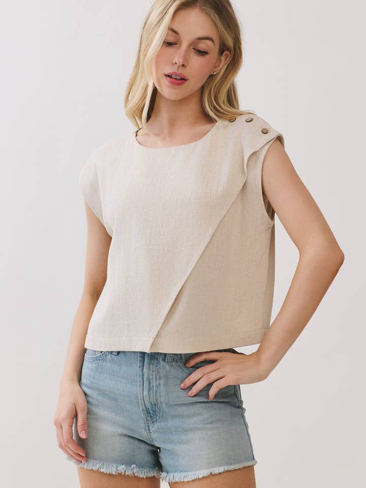ROUND NECK SURPLICE CROP TOP - VJT300072 for wholesale by Final Touch