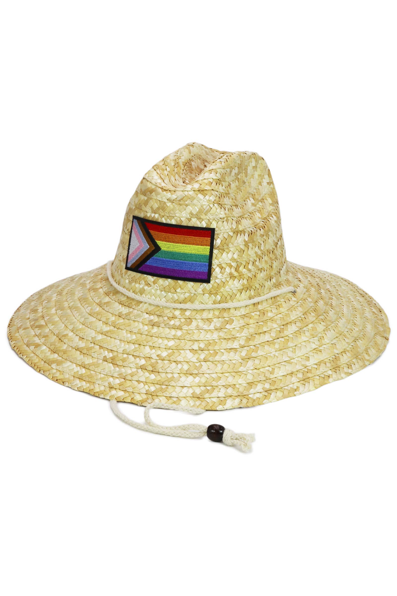 Cap Zone - Wholesale Straw Hat - Unisex - Rainbow Pride Flag Patch Wheat Straw Lifeguard Hat3