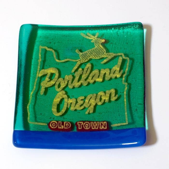 Portland Old Town Fused Glass 4.5" Catch-All Dish for wholesale by Greetings From - Travel Inspired Goods by Kiku Handmade