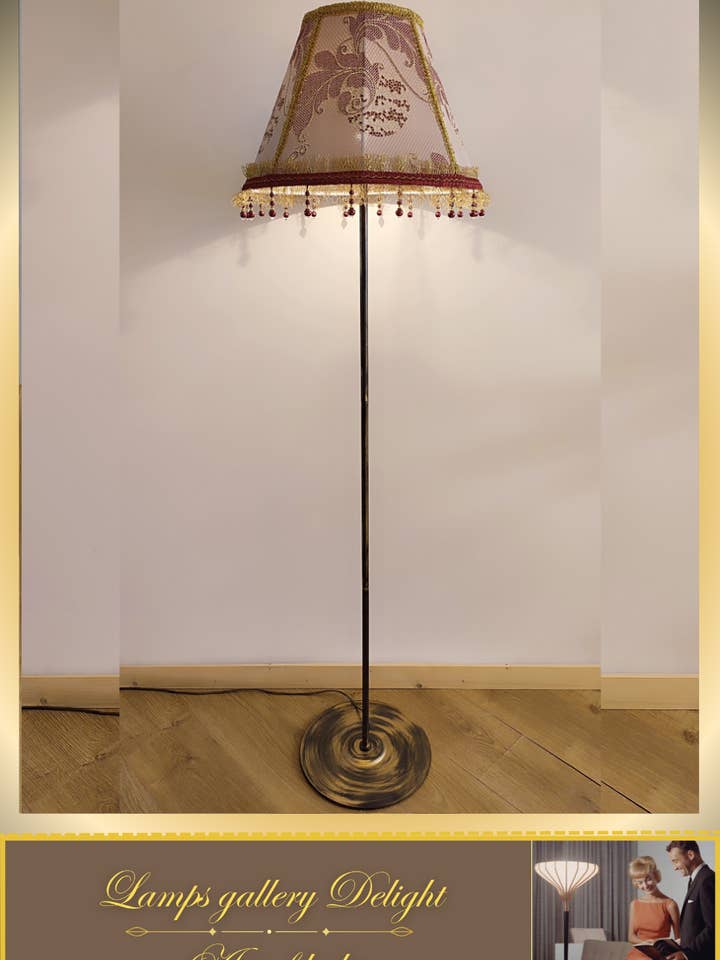 Floor lamp, Victorian style floor lamp, burgundy lamp, vintage floor lamp, handmade! 7108 for wholesale by DelightLamps