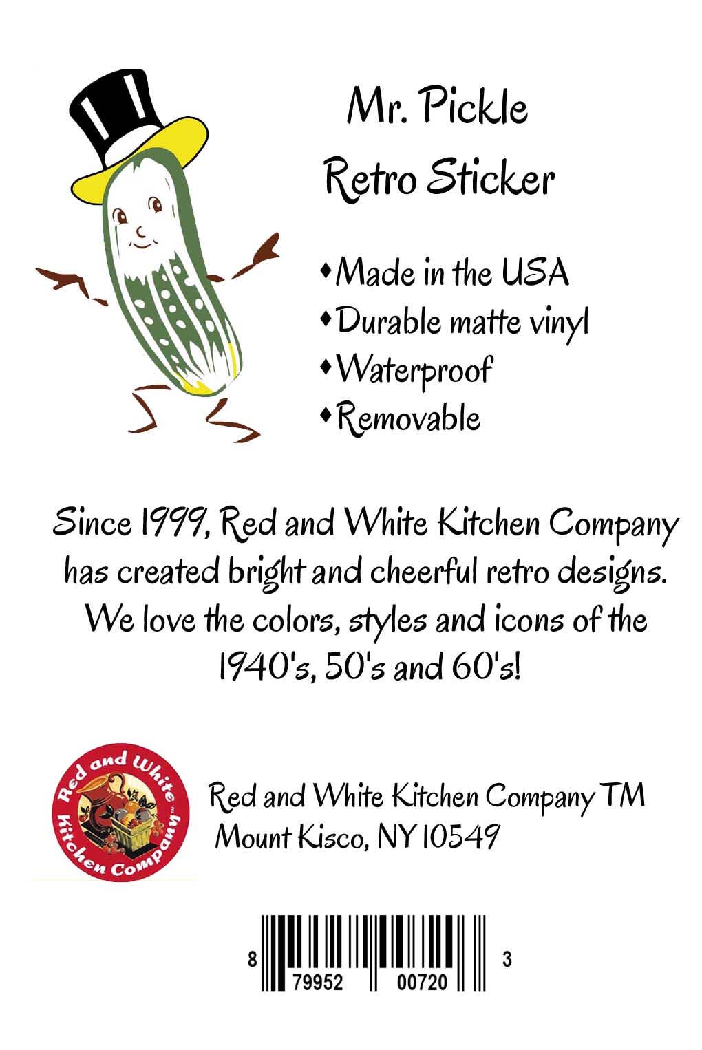 Red and White Kitchen Company - Wholesale Sticker - Mr. Pickle Retro Sticker2