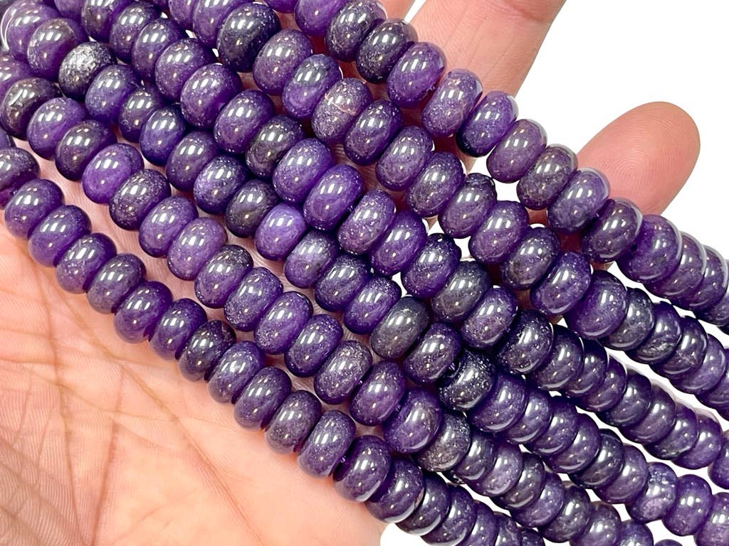 TRIVENI USA INC - Wholesale Beads - 10mm Purple Sugulite Quartz Gemstone Rondelle Beads Strand