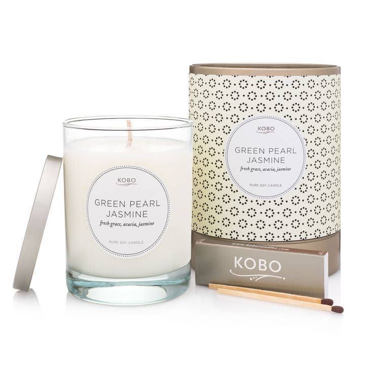 Green Pearl Jasmine Candle - 11oz. for wholesale by KOBO