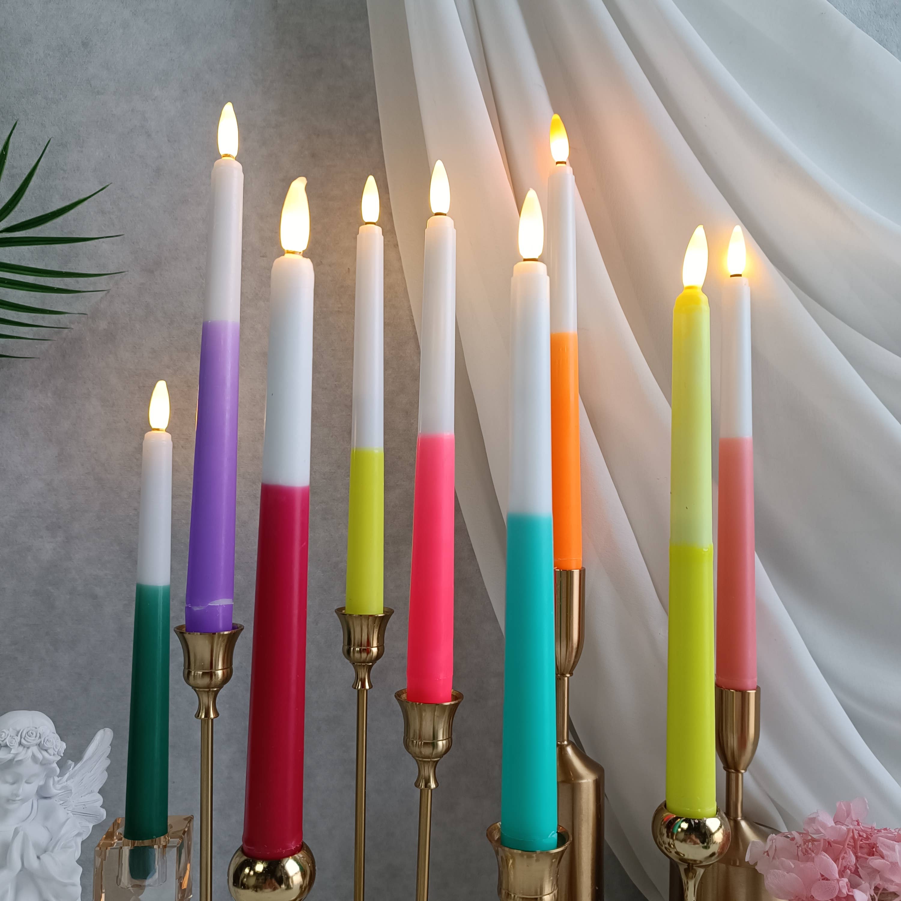 Candles Meta - Wholesale Flameless candle - 6-Pack 11" High Double Color Wax Coated LED Candlestick3