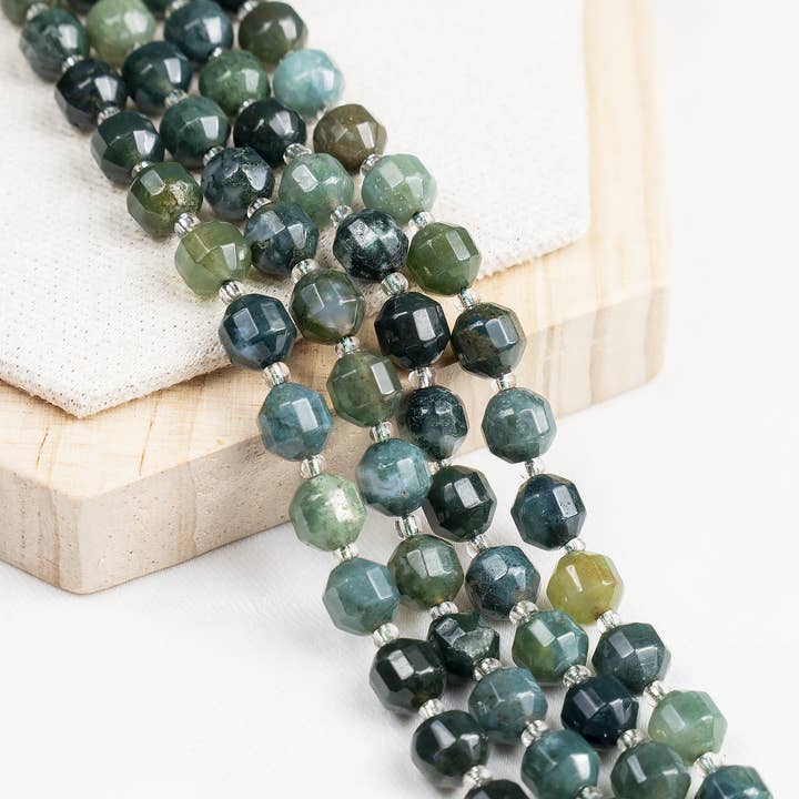 Soothing Crystals Beads - Wholesale Beads - Faceted Prism Cut Beads | Moss Agate | Crystal Beads9
